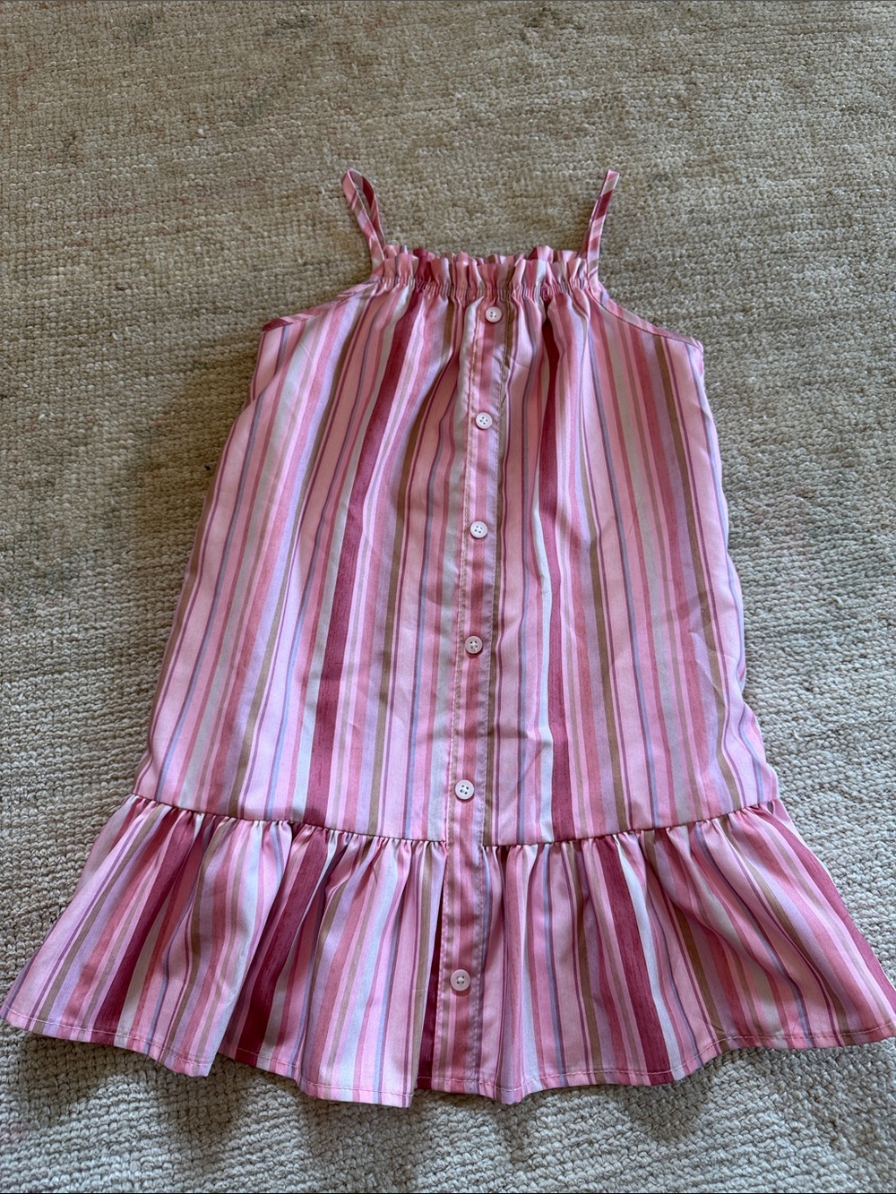 Pink Multi-Stripe Button-Front Sundress